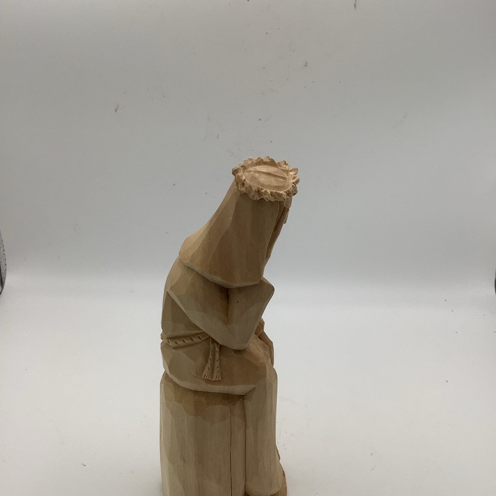 Handcrafted Pensive Jesus Wooden Sculpture - Picture 8 of 12